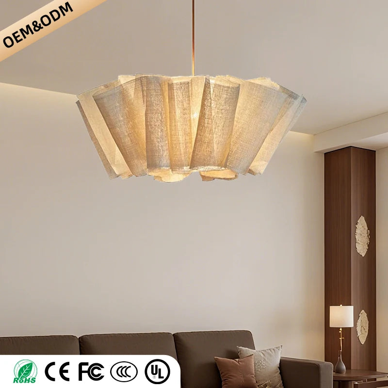 Fabric Chandelier – Wabi-Sabi Vintage LED for Living Room, Restaurant & Café, Office & Study | Celia Halo by Evenlyr