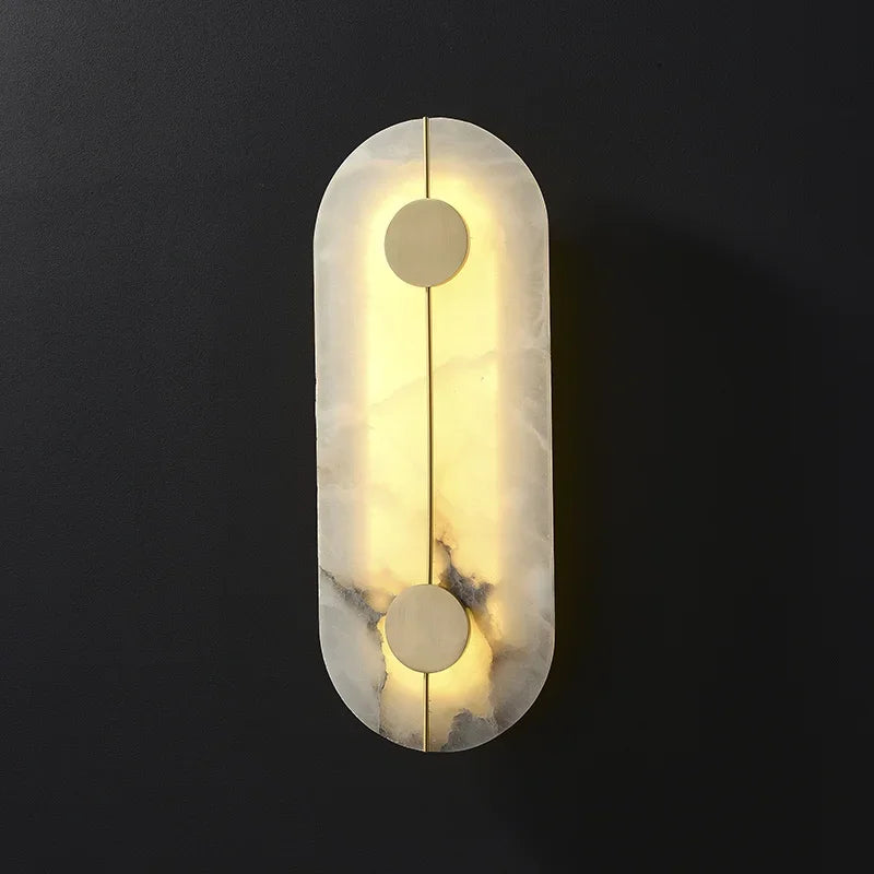 Juniper Round Alabaster Wall Sconce for Bedroom – Natural Marble
