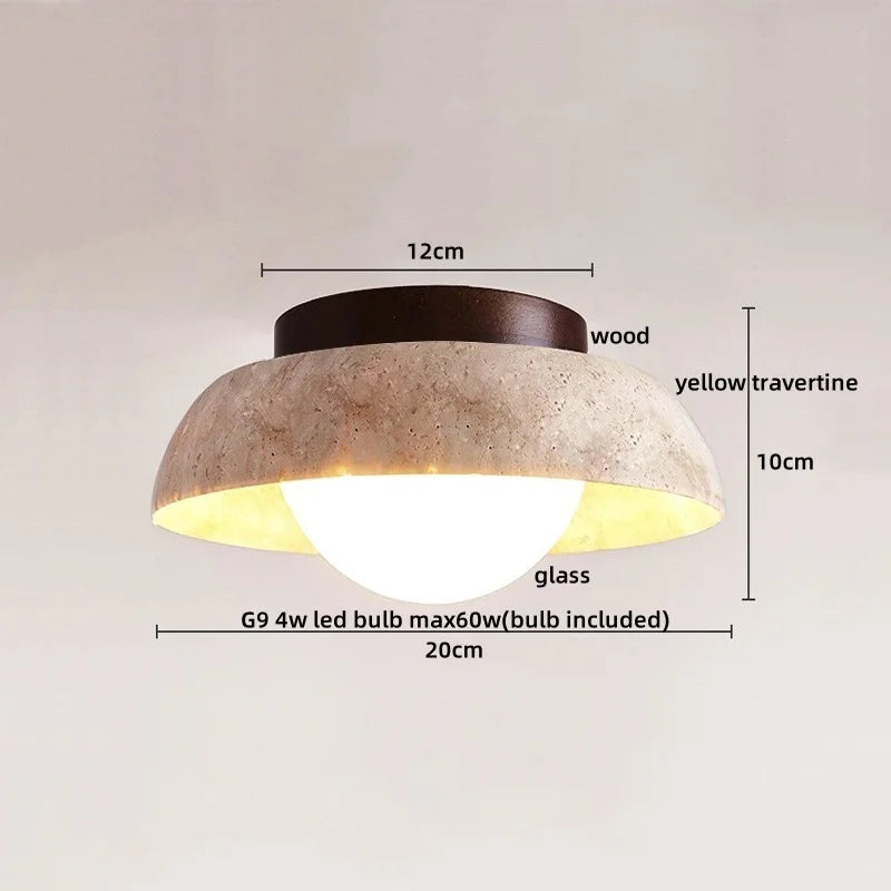 Ruelle Veil Globe Travertine Ceiling Light
