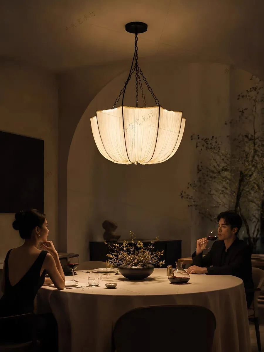 Fabric Chandelier – Wabi-Sabi Japanese Dimmable LED for Dining Room, Living Room, Bedroom | Celeste Petal by Evenlyr