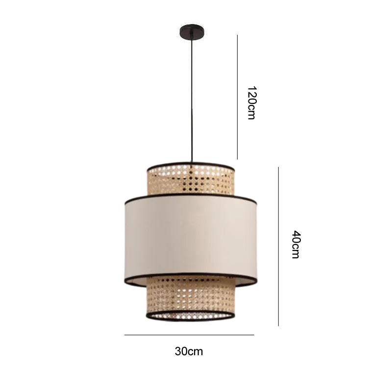 Rattan & Fabric Chandelier – Wabi-Sabi Japanese for Dining Room, Bedroom, Living Room | Aurelia Orbit by Evenlyr