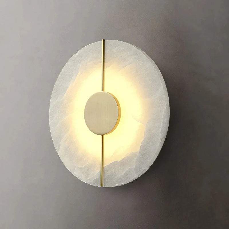 Juniper Round Alabaster Wall Sconce for Bedroom – Natural Marble