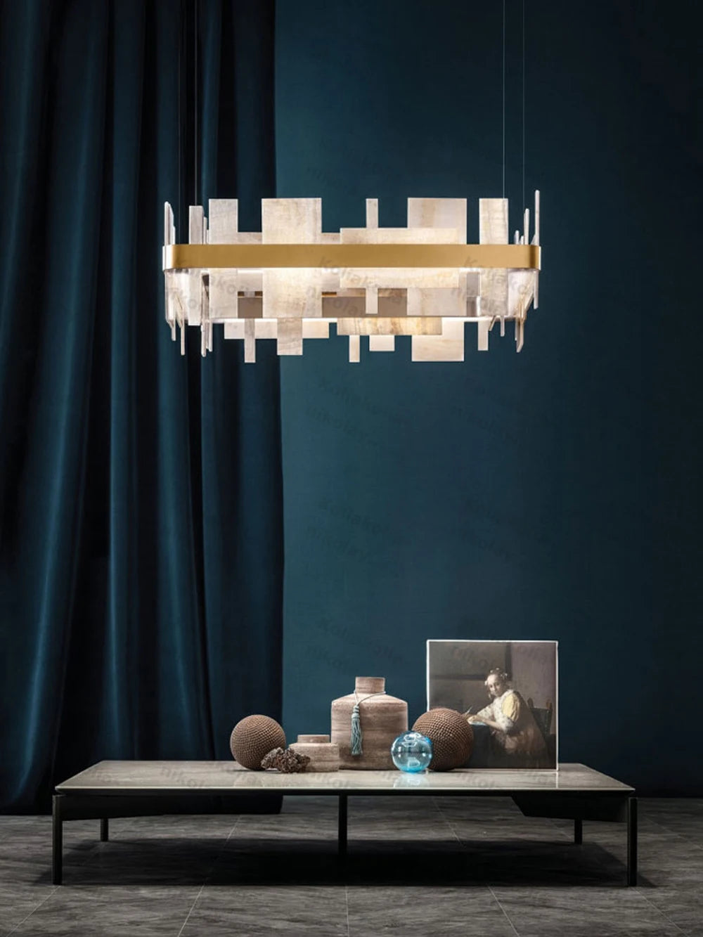 Orlena Dimmable Alabaster Linear Chandelier – detail view 2