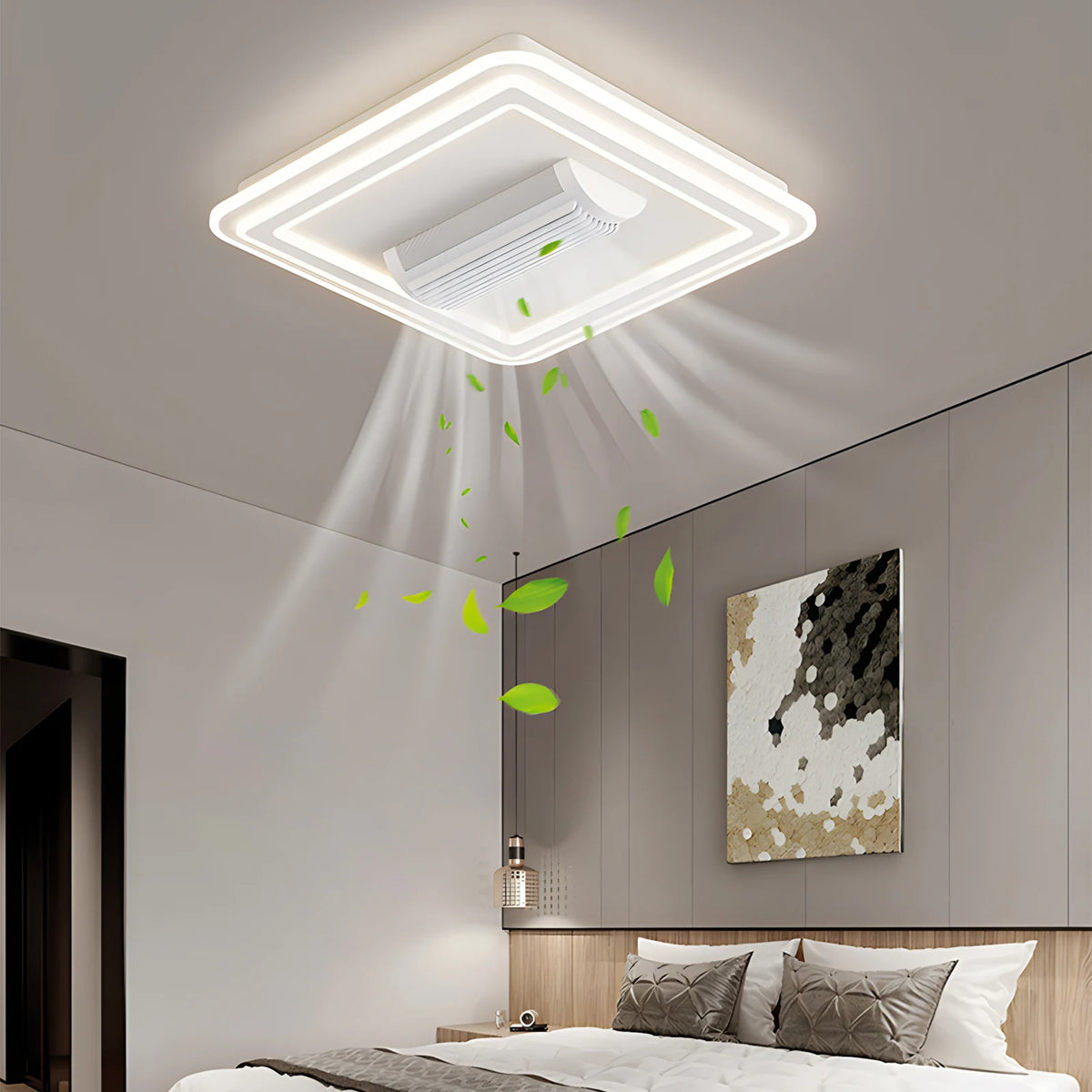 Juniper Bladeless Design Ceiling Fan with Light for Bedroom & Living Room – Remote Control