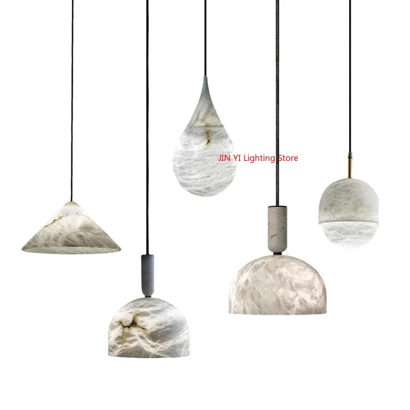 Delia Veil Sculptural Marble Pendant Light – product view 4