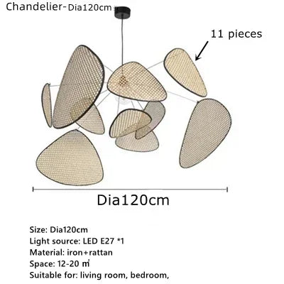 Juniper Nordic Rattan Chandelier for Living Room