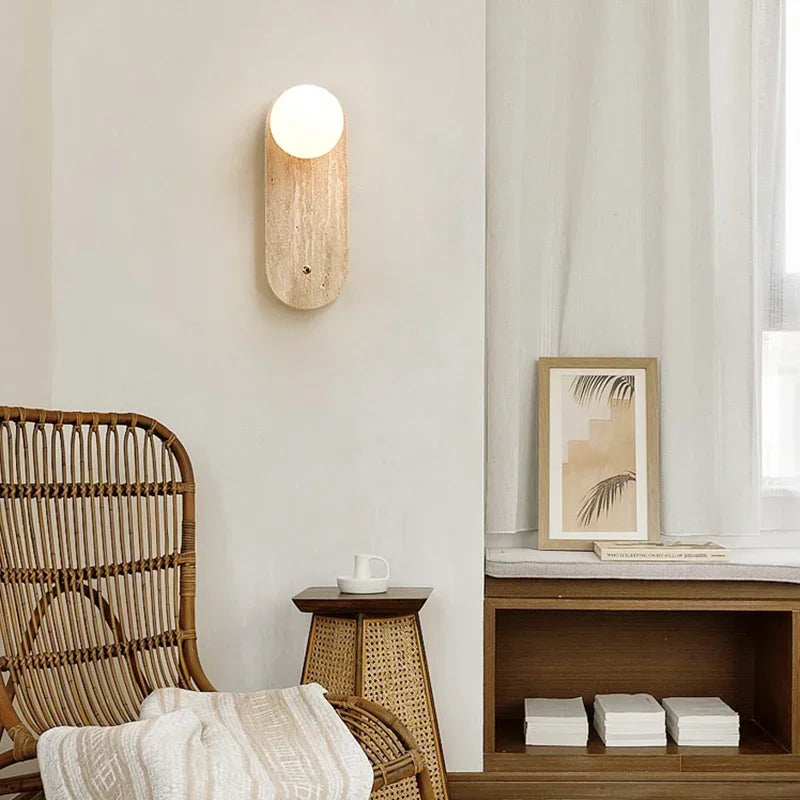 Ivara Veil Globe Travertine Wall Sconce – product view 5