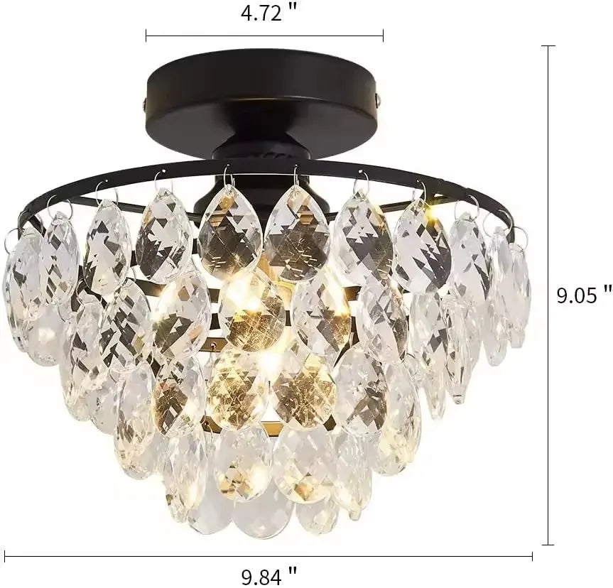 Firenze French Crystal Semi-Flush Ceiling Light for Hallway – detail view 7