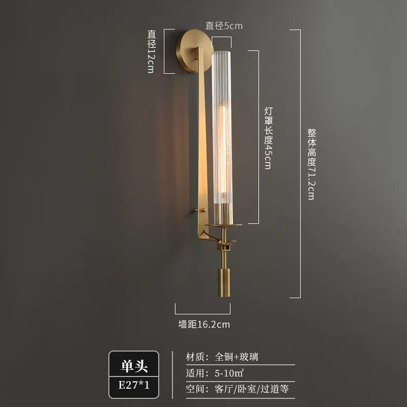 American Country Retro Brass Led Wall Lamps living room Foyer Hotel Bedroom Bedside Stairs Surface Mount Wall Light Luminaire