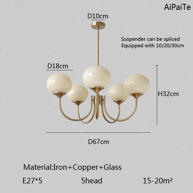 Liora Pink Bauhaus Glass Chandelier for Bedroom – Mid-Century