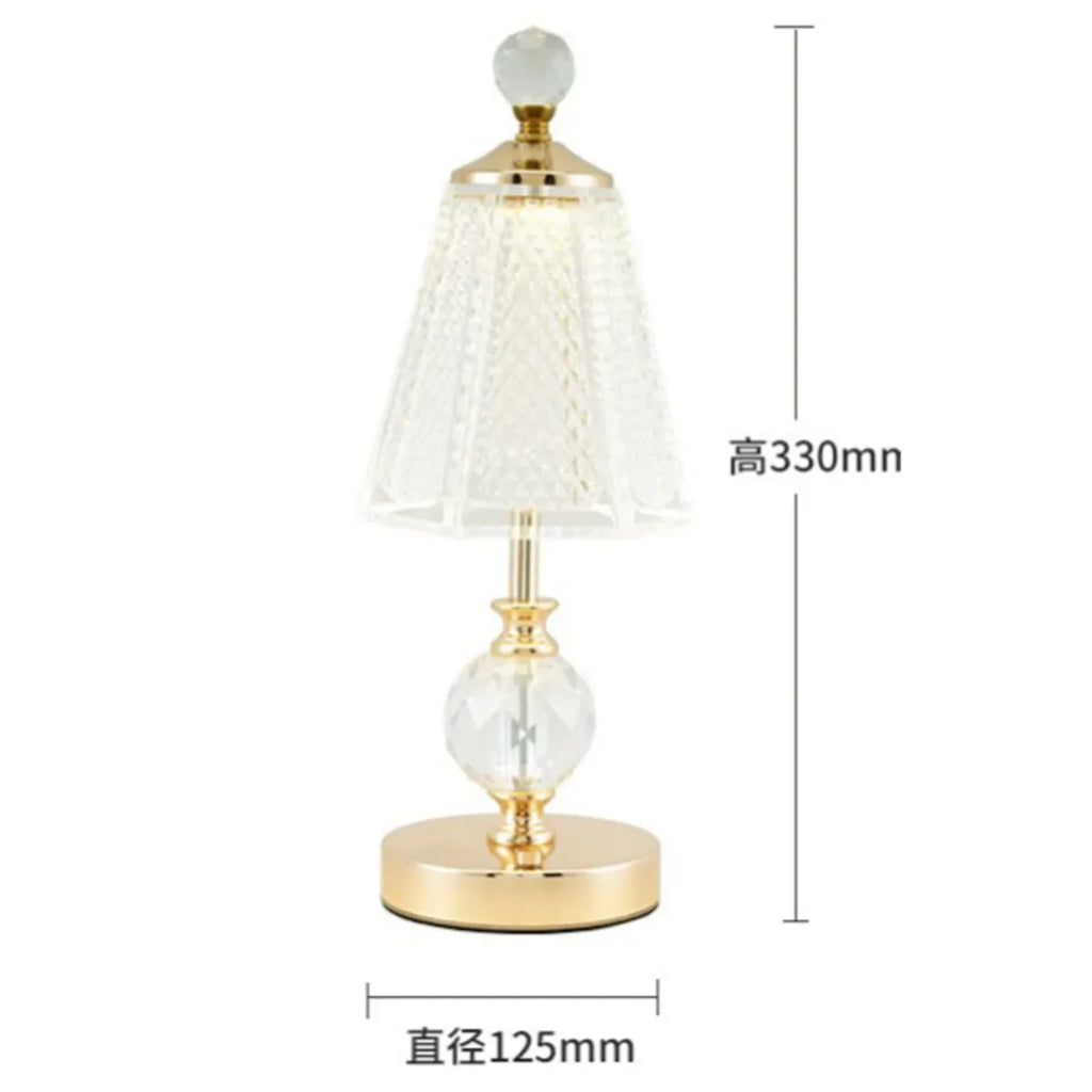 Crystal Table Lamp – Vintage Modern Cordless Rechargeable for Desk & Office, Bedside, Restaurant Table | Kaelis Cascade by Evenlyr