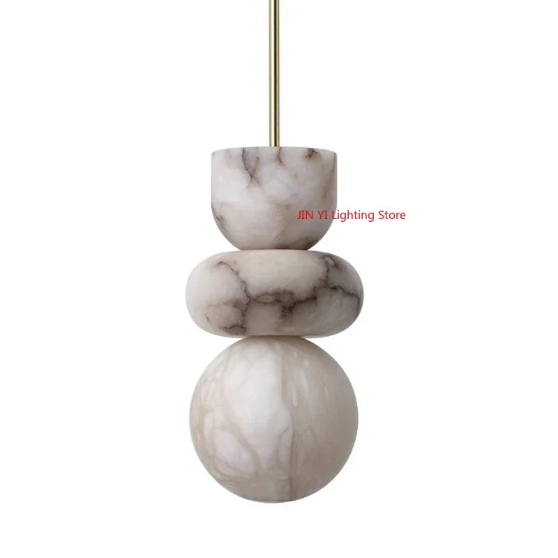 Delia Veil Sculptural Marble Pendant Light – Wabi-Sabi Marble Sculptural Pendant Lights for Restaurant