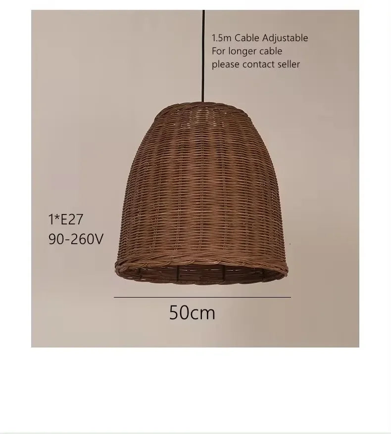 Aurelia Wabi-Sabi Rattan Pendant Light for Dining Room – Vintage