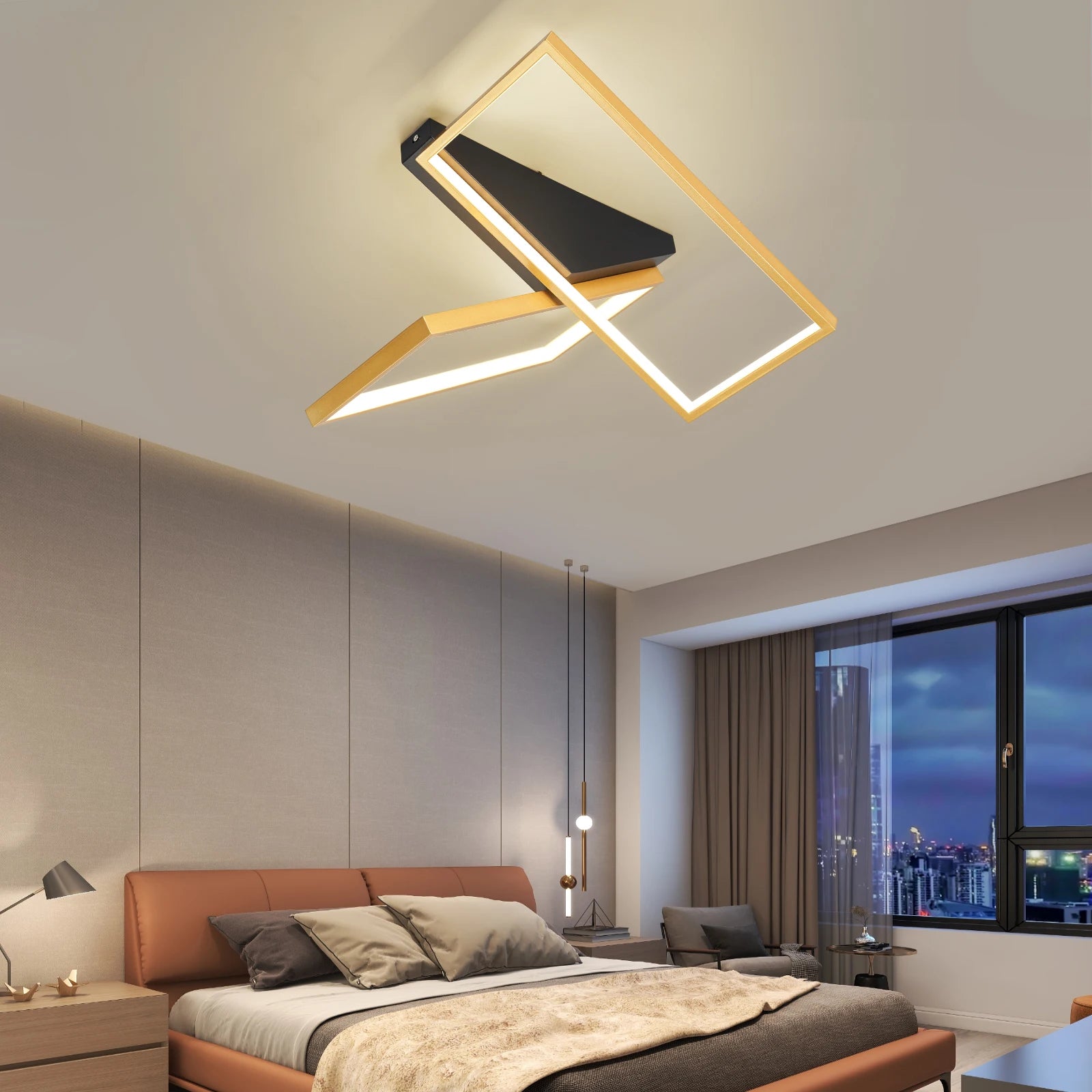 Metal Chandelier – Modern LED for Bedroom & Bedside, Living Room, Dining Room & Kitchen | Alora Contour by Evenlyr