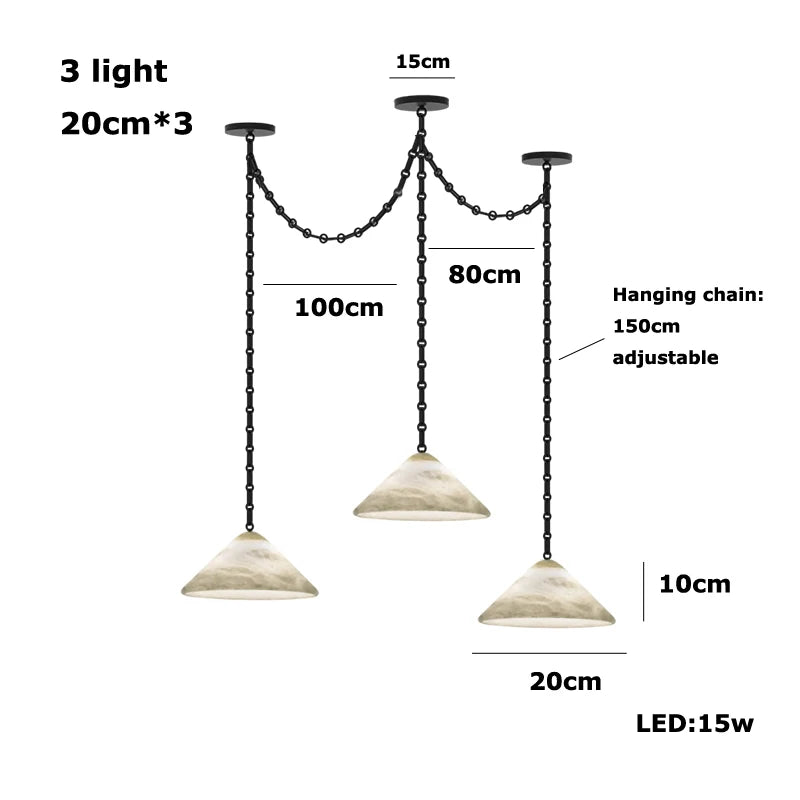 Alabaster & Marble Chandelier – Modern for Hallway & Entryway, Living Room, Dining Room & Kitchen | Lunara Orbit by Evenlyr