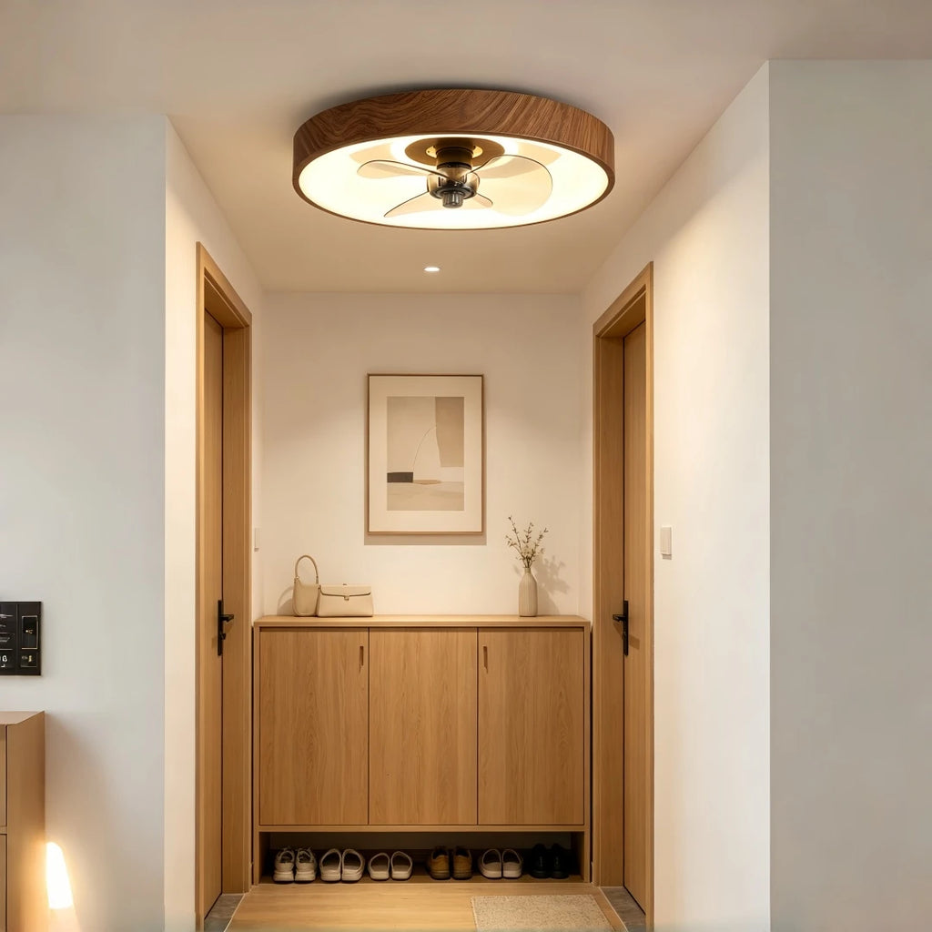 Caspian Low Profile Ceiling Fan with Light for Low-Ceiling Bedroom – Mid-Century