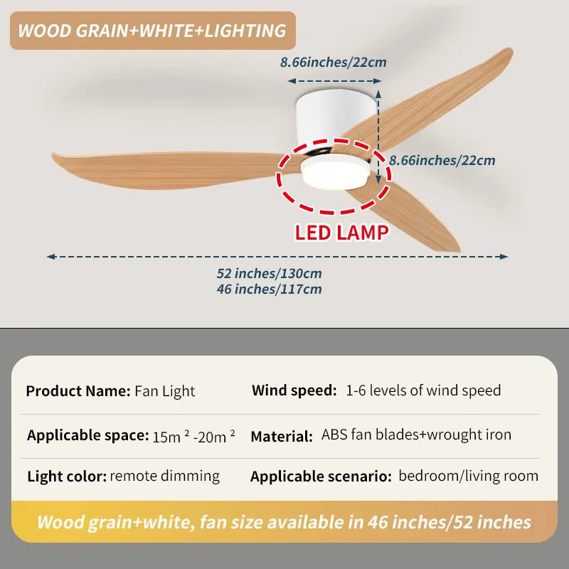 Ginevra 52-Inch Low-Profile Ceiling Fan Light – Remote Control