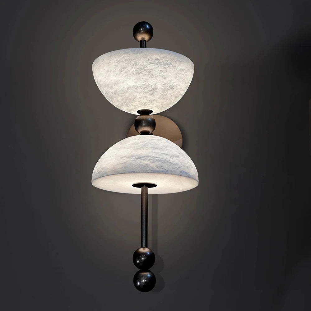 Alabaster & Marble Chandelier – Art Deco Dimmable LED for Living Room, Bedroom, Dining Room | Lucienne Halo by Evenlyr