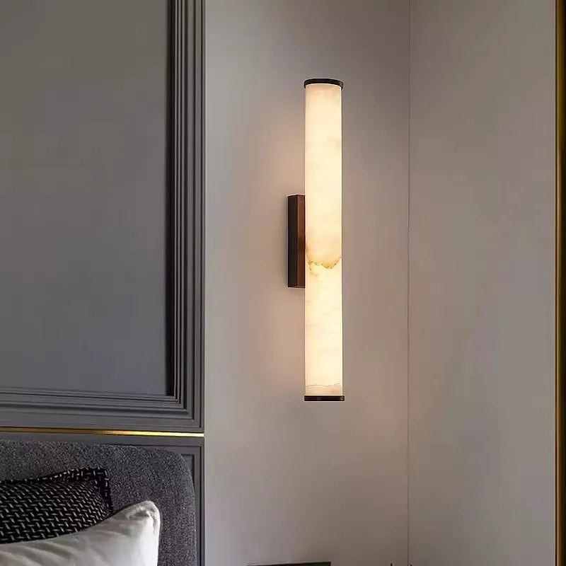 Marble & Copper Wall Sconce – Modern Minimalist Dimmable LED for Bedroom, Hallway, Bathroom | Elaris Line by Evenlyr