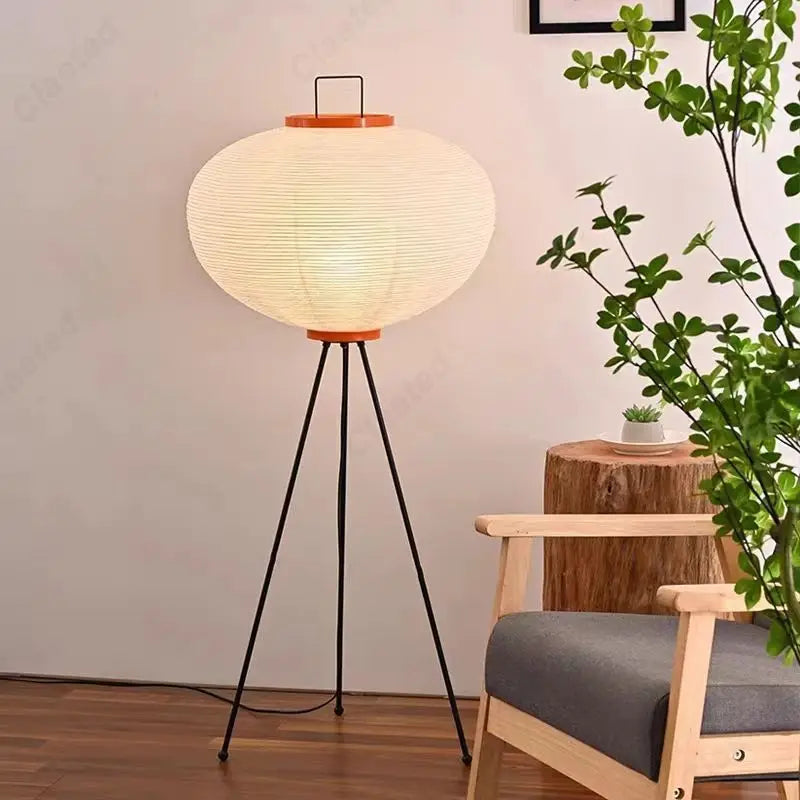 Rice Paper Floor Lamp – Vintage Modern for Living Room, Bedroom, Reading Corner | Solenne Cascade by Evenlyr