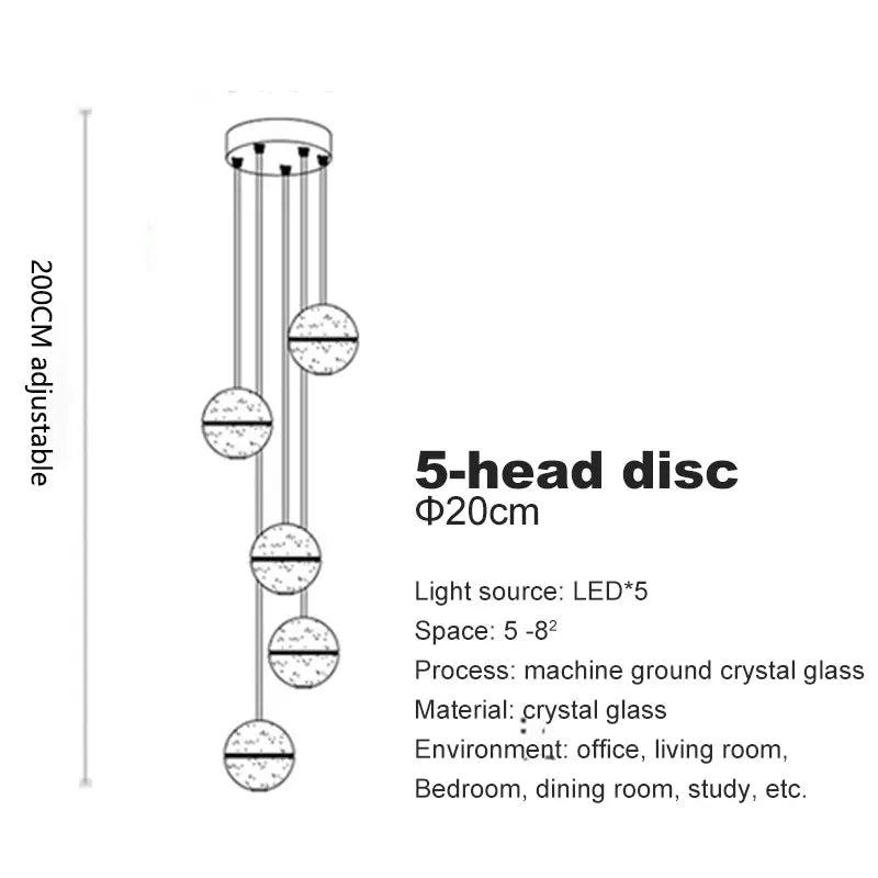 Crystal Globe Chandelier – Modern LED for Bedroom & Bedside, Living Room, Dining Room & Kitchen | Seren Halo by Evenlyr