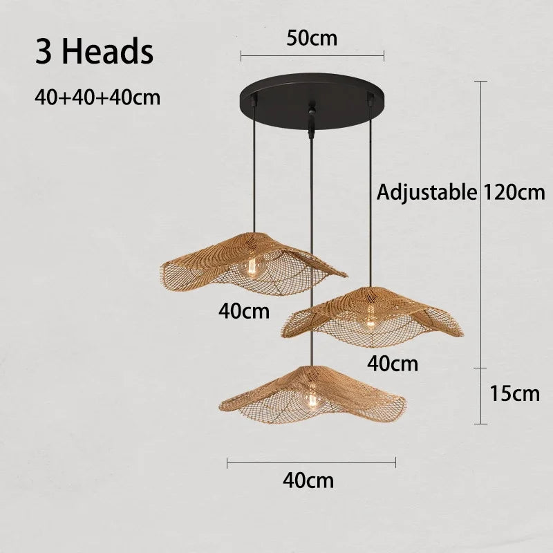 Juniper Straw-Hat Rattan Pendant Light for Cafe – Vintage