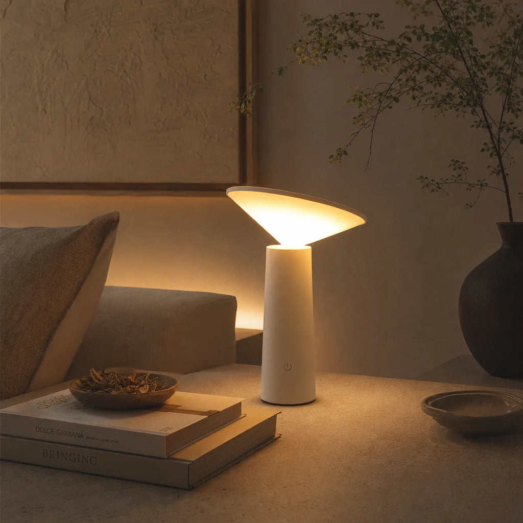 Designer Table Lamp – Art Deco Cordless Rechargeable for Bedside, Desk & Office, Restaurant Table | Vesper Grove by Evenlyr