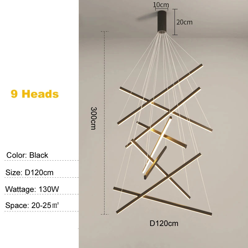 Metal Linear Chandelier – Modern LED Linear for Bedroom & Bedside, Living Room, Hotel & Hospitality | Seren Contour by Evenlyr