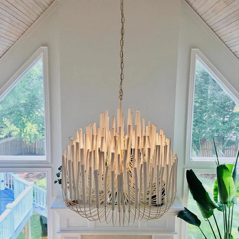 Wood Chandelier – Nordic Modern for Dining Room, Living Room, Staircase | Evanthe Halo by Evenlyr