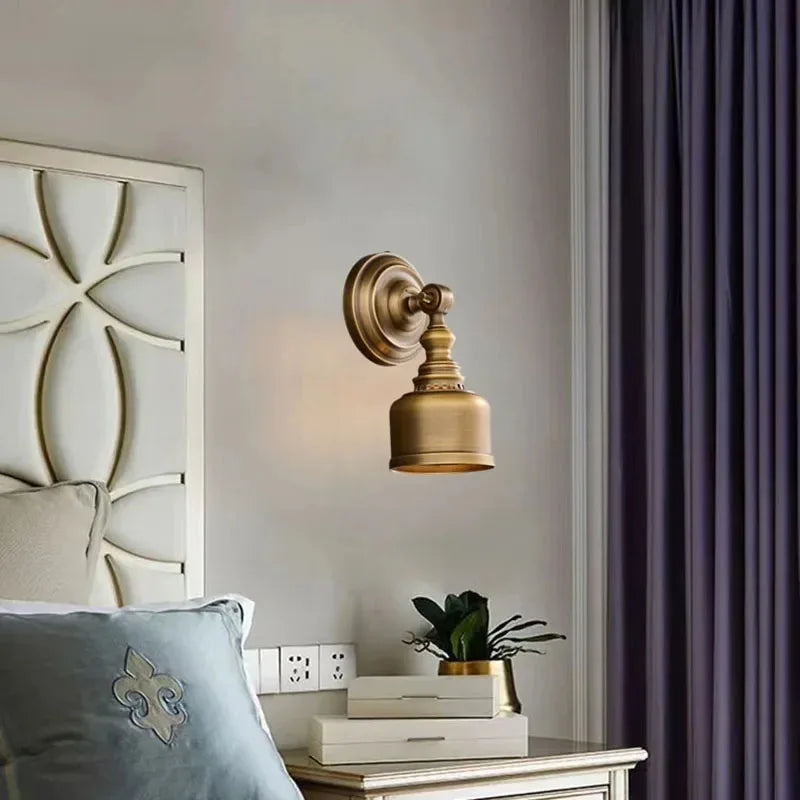 Vintage Gold Copper & Clear Glass Wall Sconce – E14