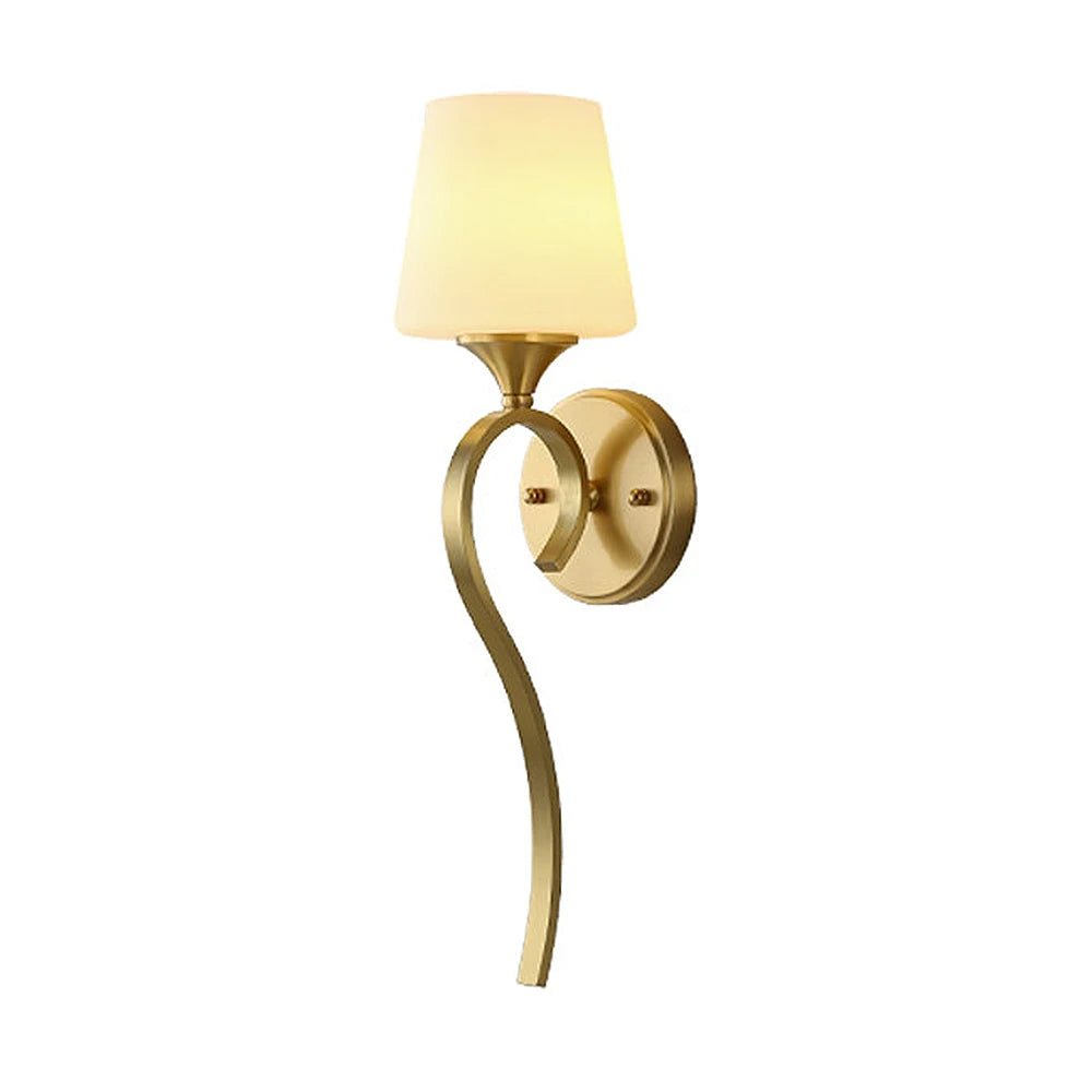 Modern Solid Brass Wall Lamp with Frosted Glass Shade LED Wall Sconce for Bedroom Living Room Corridor Home Decor Lighting