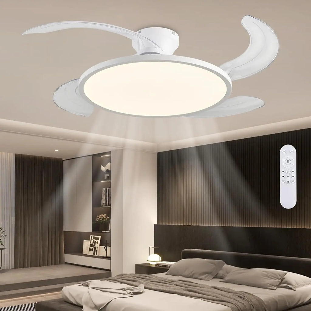 Firenze Retractable Blades Ceiling Fan with Light for Living Room – App Control