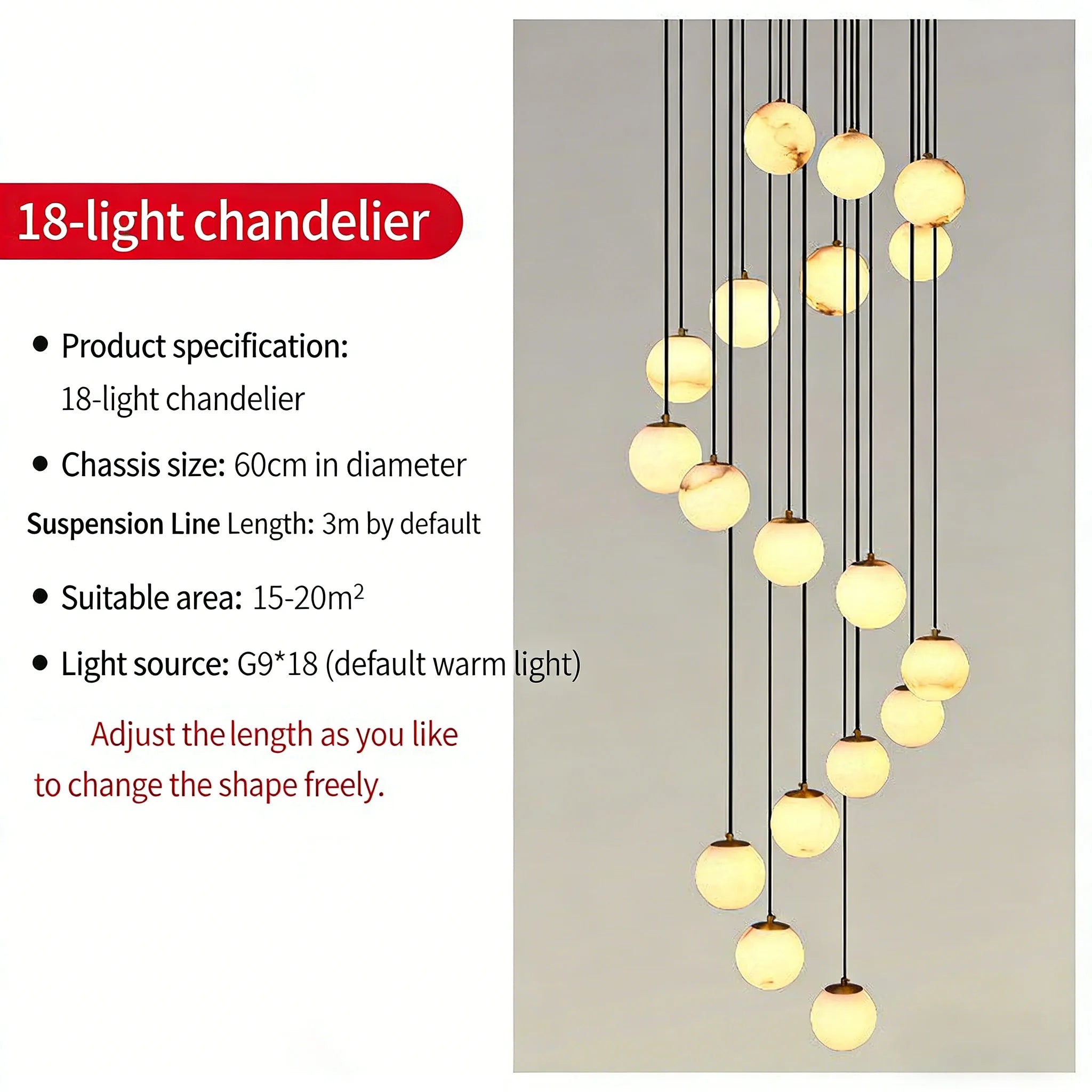 Alabaster & Marble Linear Chandelier – Modern Linear for Living Room, Bedroom & Bedside | Lunara Dome by Evenlyr
