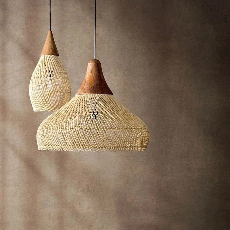 Rattan Pendant Light – Vintage Modern for Kitchen Island, Dining Room, Restaurant | Lucienne Orbit by Evenlyr