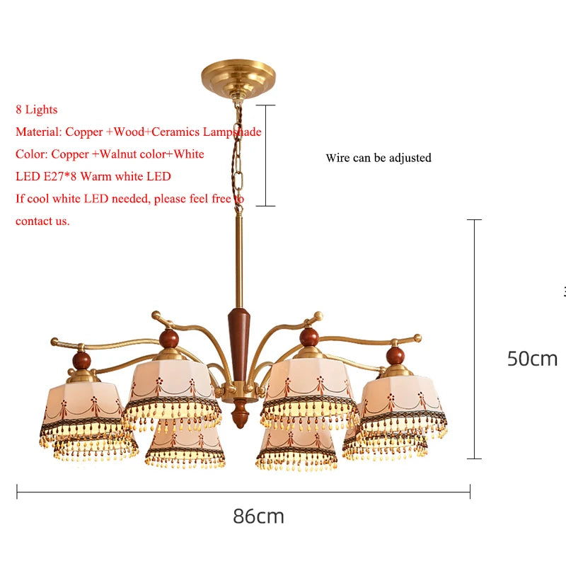 Kensley Brass Wood Chandelier for Dining Room – Bohemian