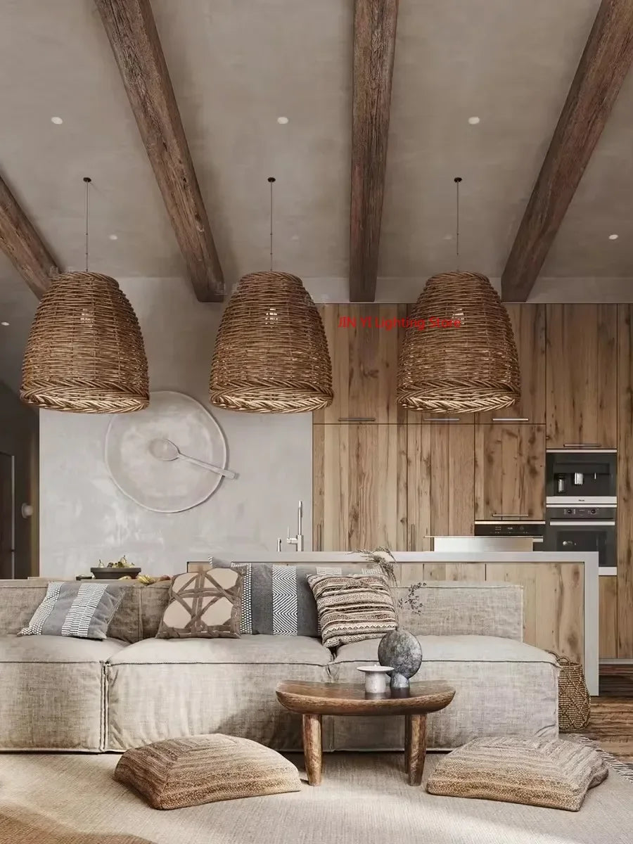 Aurelia Wabi-Sabi Rattan Pendant Light for Dining Room – Vintage
