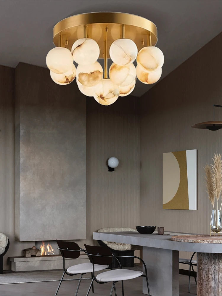 Alabaster & Marble Chandelier – Modern Minimalist for Dining Room, Living Room, Foyer | Sorella Line by Evenlyr