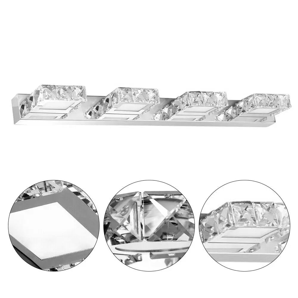 Caspian 4-Light LED Bathroom Mirror Light for Vanity Area – Crystal