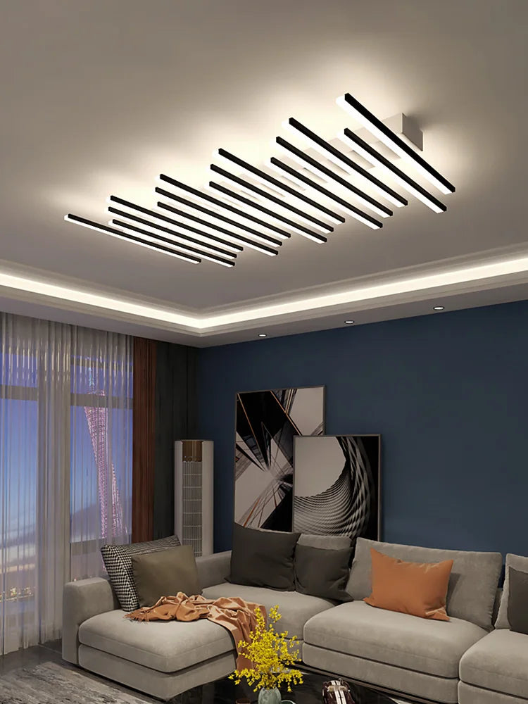 Metal Linear Flush Mount Ceiling Light – Modern LED Linear for Bedroom & Bedside, Living Room | Seren Line by Evenlyr