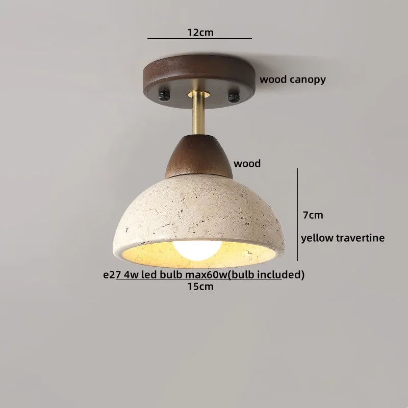 Ruelle Veil Globe Travertine Ceiling Light