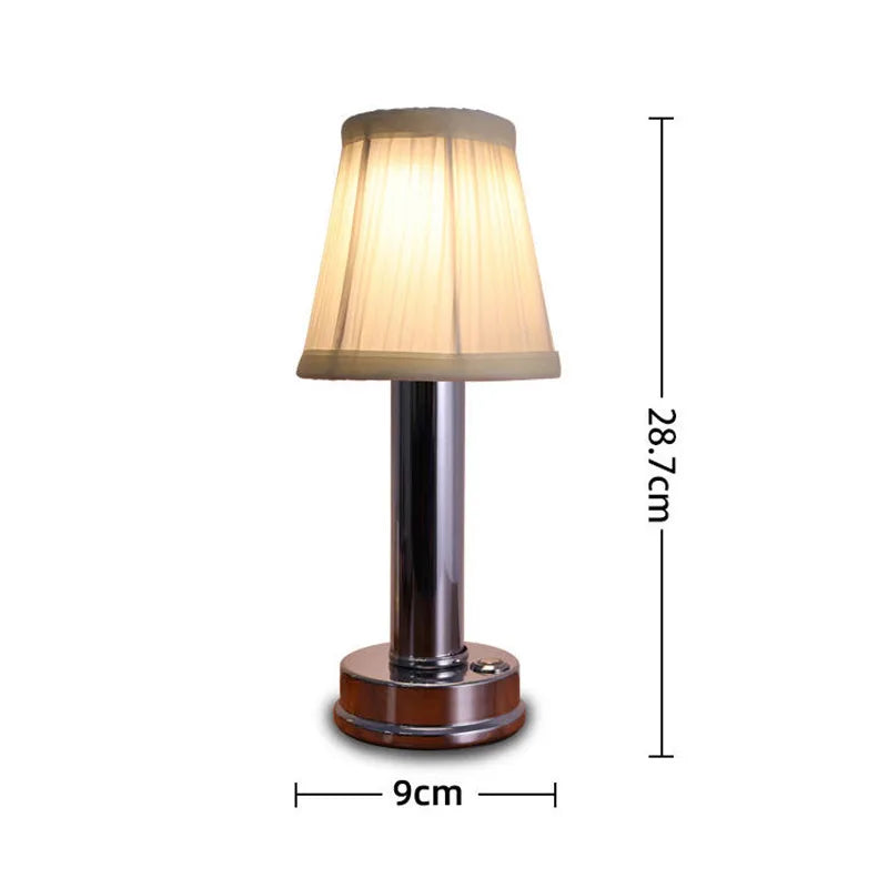 Brass & Fabric Table Lamp – Modern Minimalist Cordless Rechargeable for Bedside, Restaurant Table, Hotel Room | Delphine Column by Evenlyr