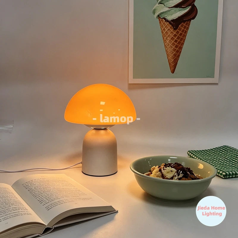 Marble & Murano-Style Glass Table Lamp – Modern Minimalist Dimmable LED for Bedside, Desk & Office, Restaurant Table | Liora Column by Evenlyr
