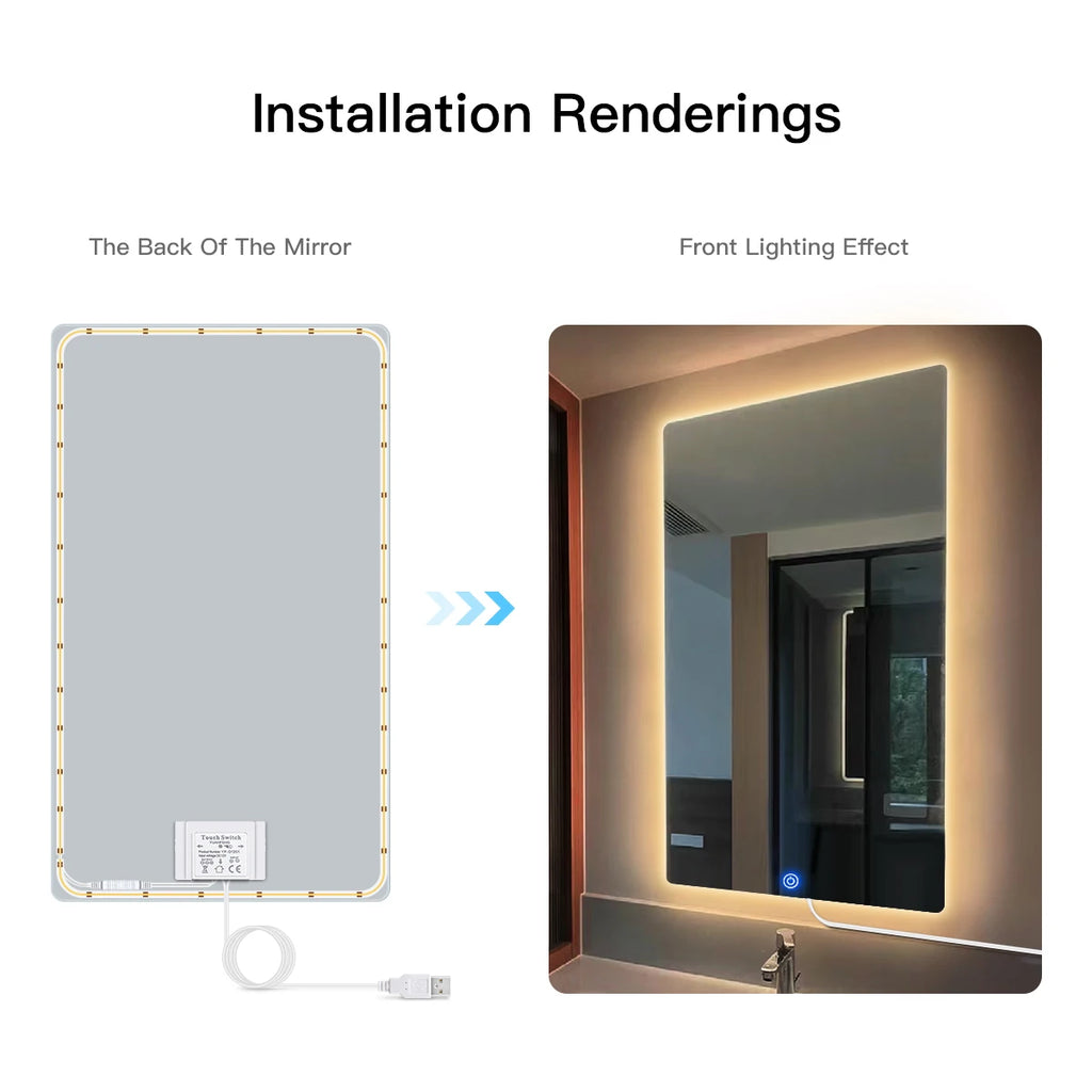 Neroli USB LED Vanity Mirror Backlight Strip – Touch Dimmable