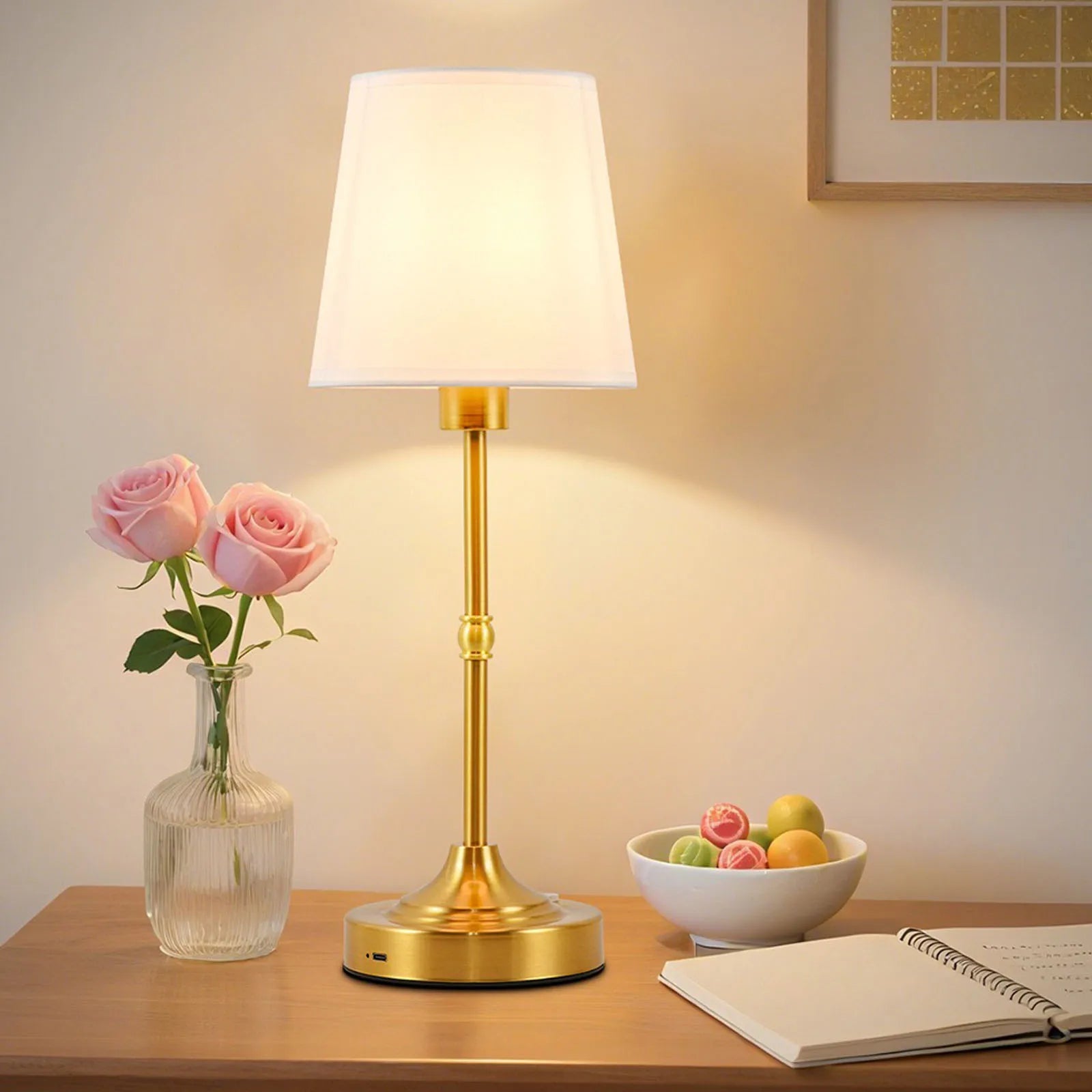 Fabric Table Lamp – Modern Minimalist Cordless Rechargeable for Bedside, Living Room, Restaurant Table | Fiora Column by Evenlyr