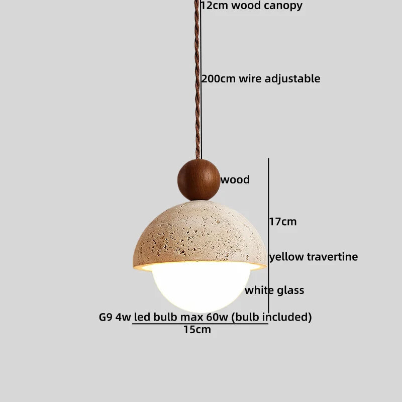 Galen Veil Travertine Pendant Light – product view 7