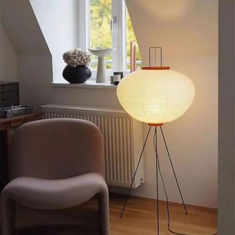 Rice Paper Floor Lamp – Wabi-Sabi Japanese for Living Room, Bedroom, Reading Corner | Mirelle Cascade by Evenlyr