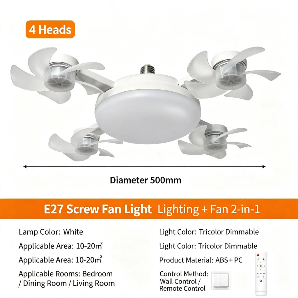 Neroli Drone Design Ceiling Fan with Light for Living Room – Remote Control