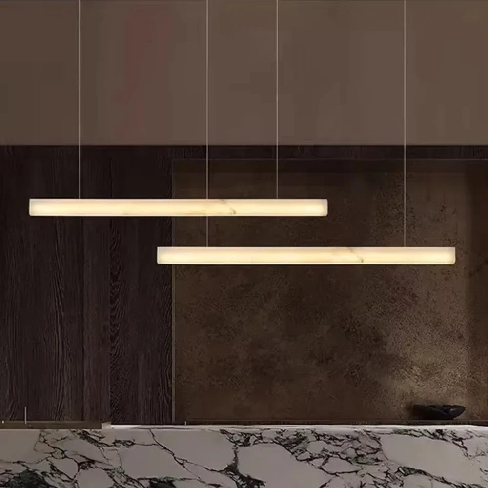 Merano Natural Marble Linear Chandelier for Kitchen Island – detail view 5