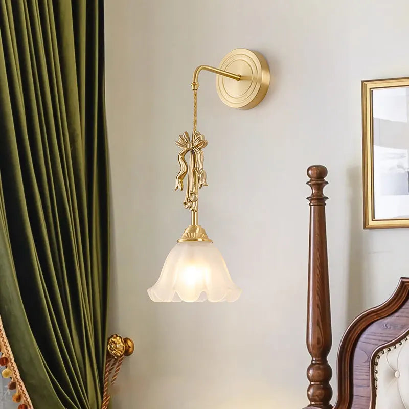 Vintage Bow Copper Bedside Wall Sconce – Pull-Cord Option
