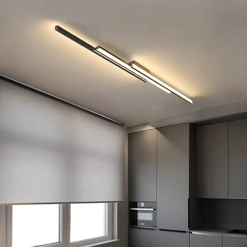 Modern Minimalist Flush Mount Ceiling Light – Metal Linear LED for Entryway, Trade Projects | Ophelia Crest by Evenlyr